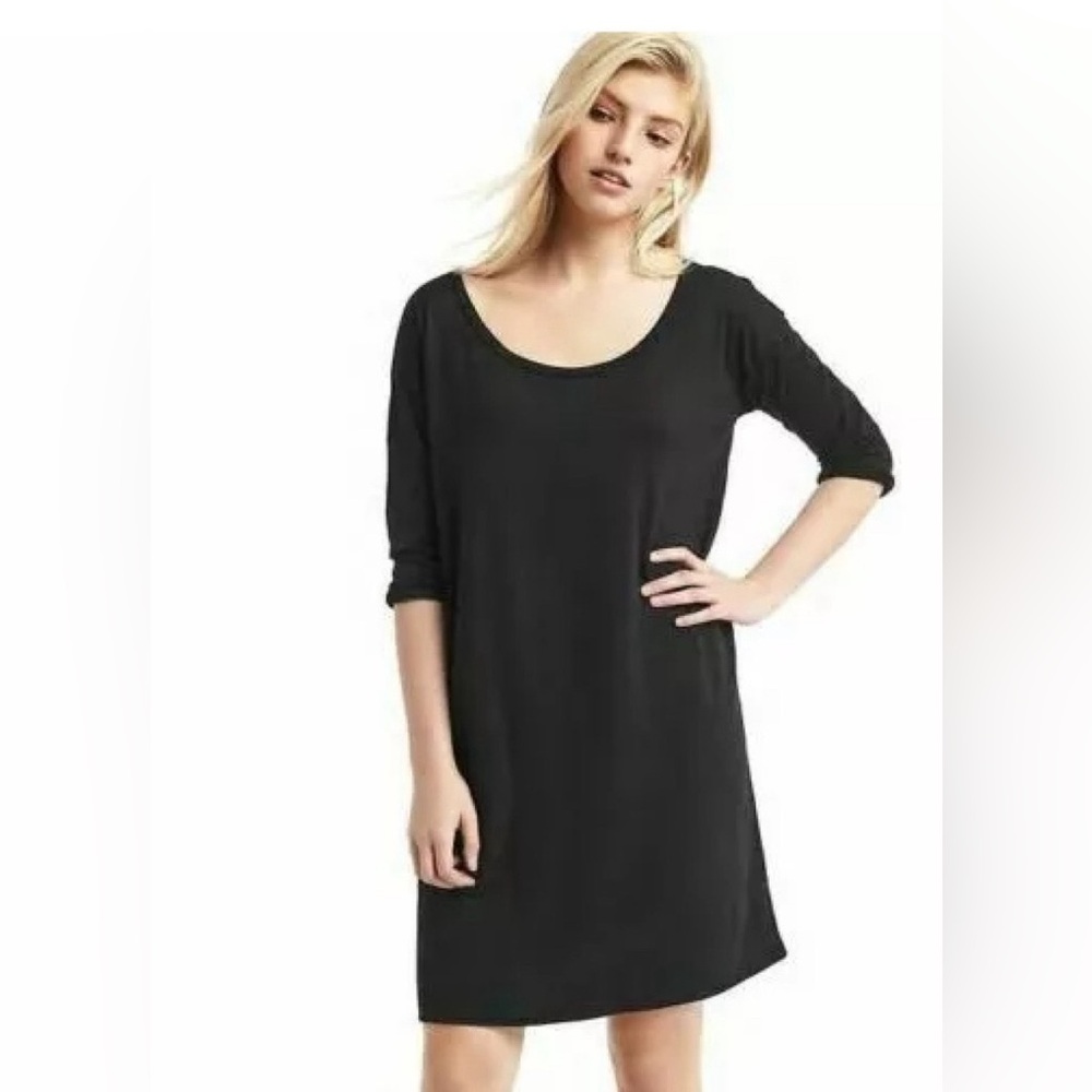 NEW Gap Black Knit T-Shirt Dress With Pockets Size M
